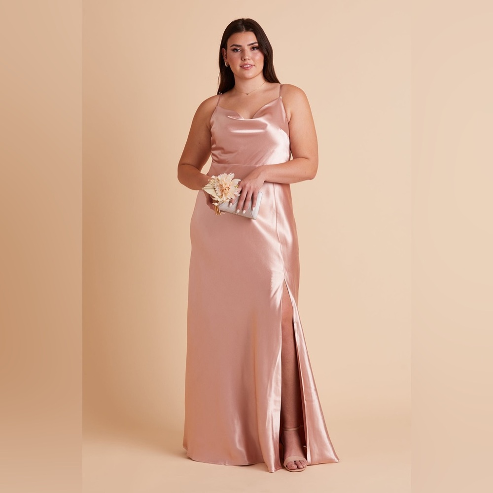 Birdy Grey Lisa Dress Shiny Satin Rose Gold 1X Bridesmaid